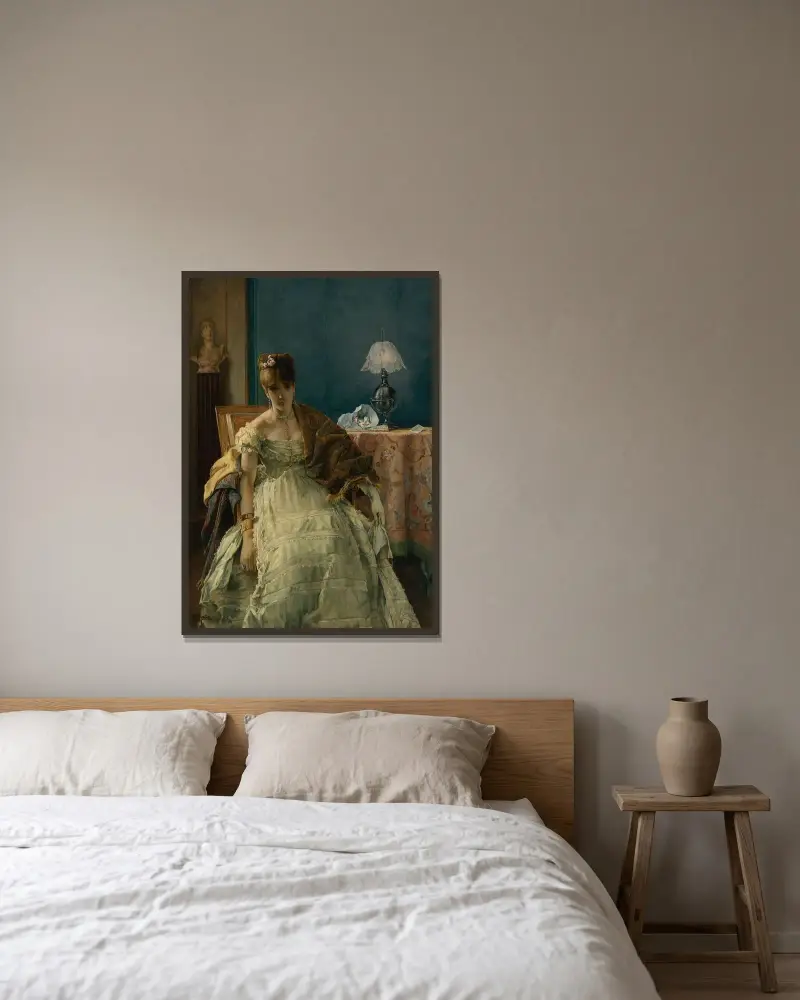 Lovelorn av Alfred Stevens inramad på en vägg