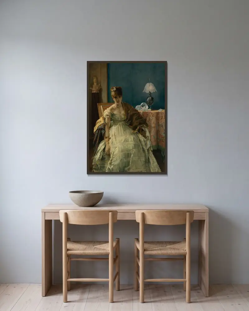 Lovelorn av Alfred Stevens inramad på en vägg