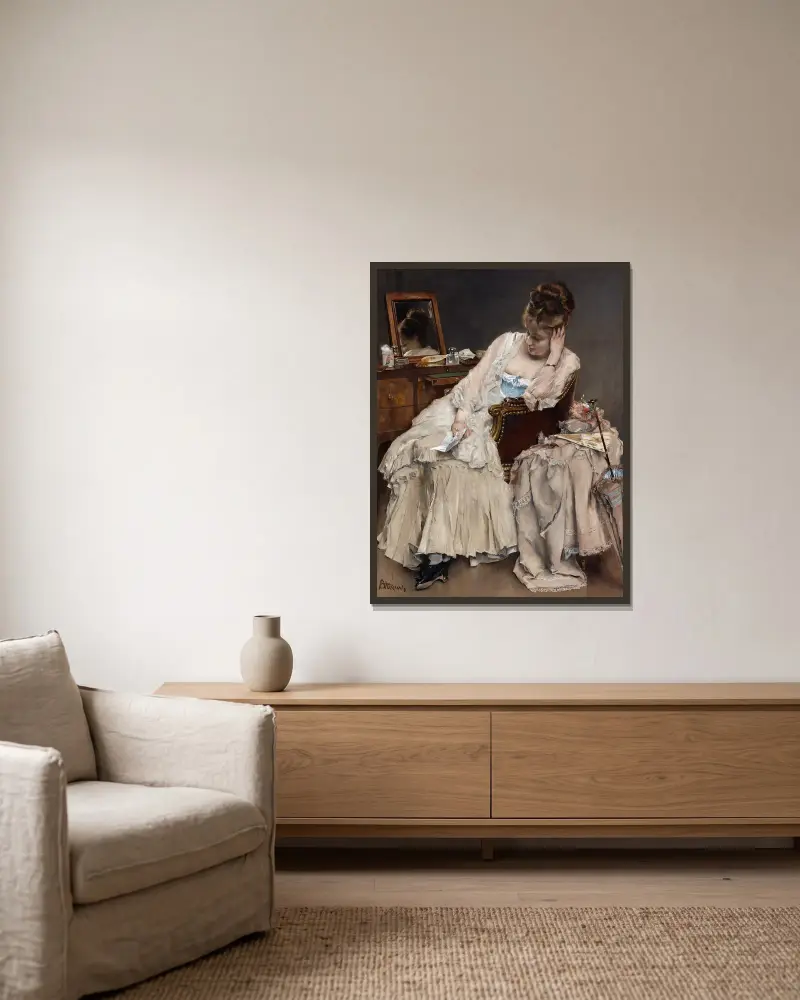 Erinnerungen und Bedauern von Alfred Stevens gerahmt an einer Wand