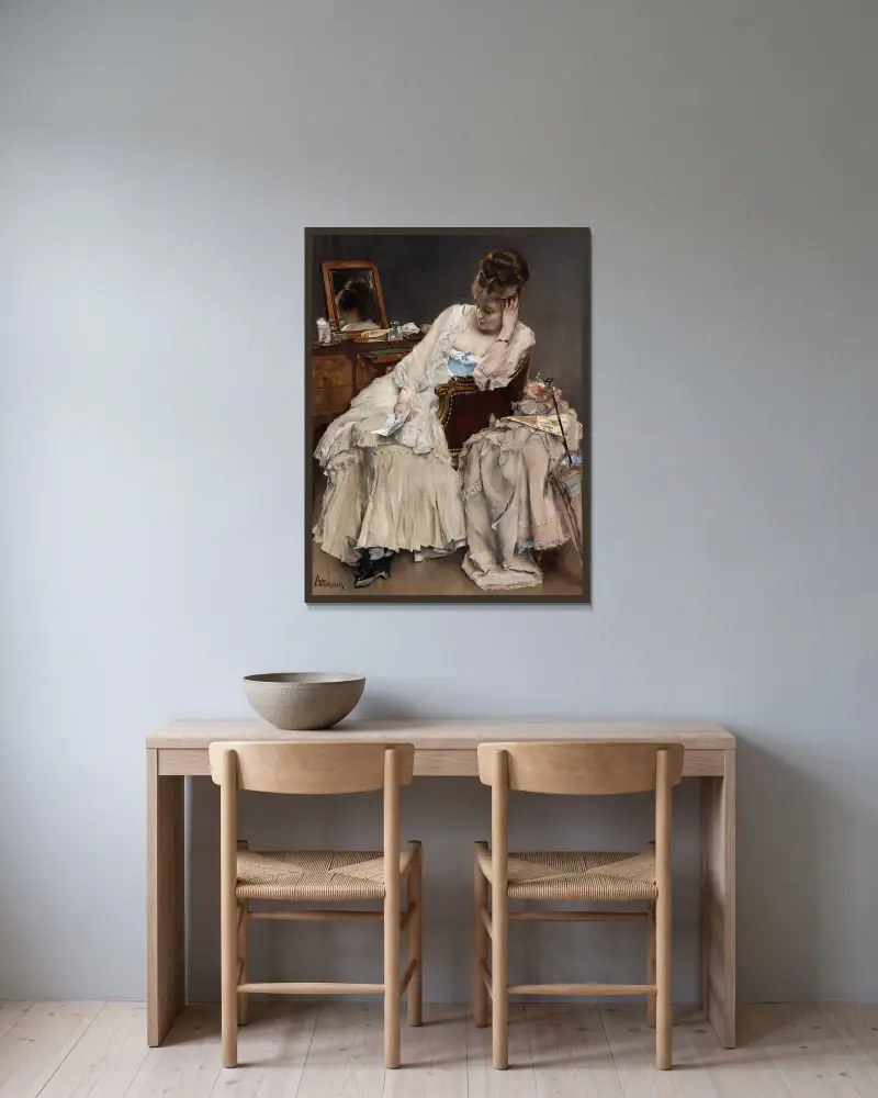 Erinnerungen und Bedauern von Alfred Stevens gerahmt an einer Wand