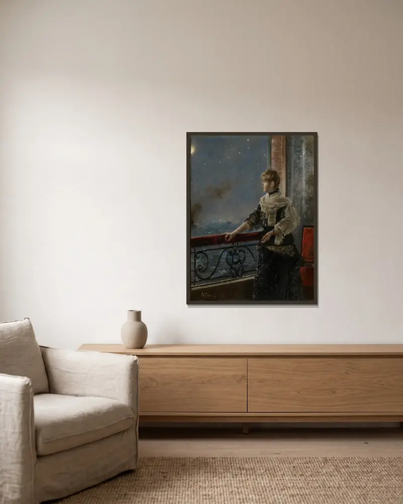 Měsíční svit (Au clair de la lune), Alfred Stevens v rámu na stěně