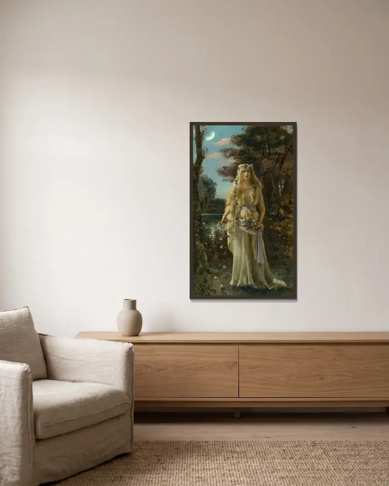Ophélie (Ophelia) av Alfred Stevens inramad på en vägg
