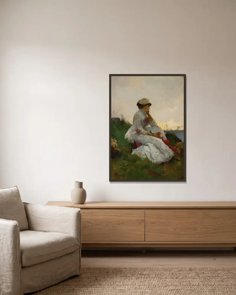Zamyšlená, Alfred Stevens v rámu na stěně