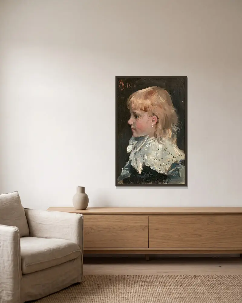 Porträt von Alice Gamby von Alfred Stevens gerahmt an einer Wand