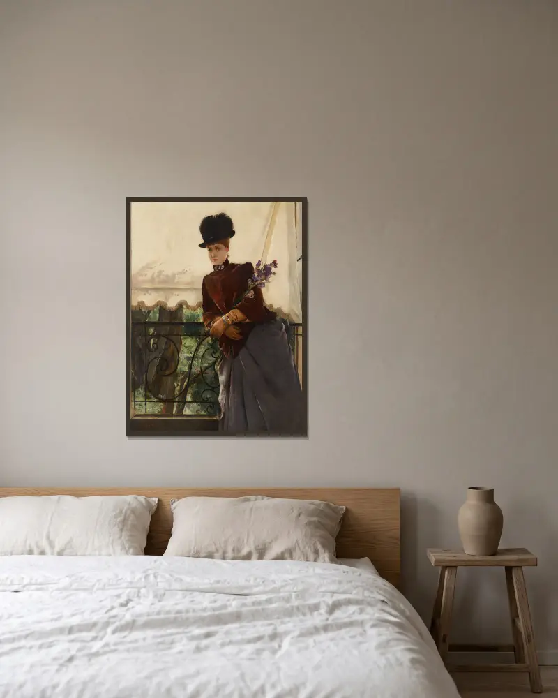 Porträtt av mademoiselle Dubois av Alfred Stevens inramad på en vägg