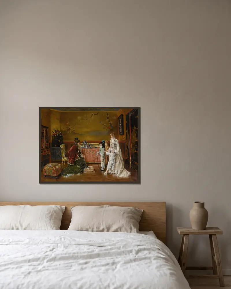 Ready for the fancy dress ball av Alfred Stevens inramad på en vägg