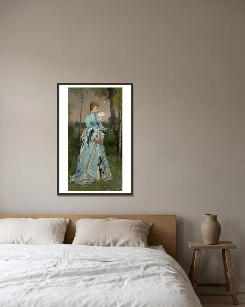 Der Frühling von Alfred Stevens gerahmt an einer Wand