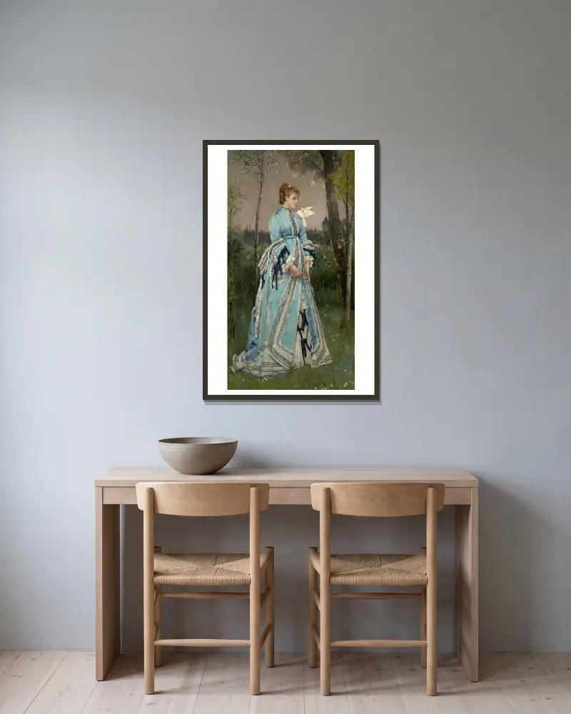 Der Frühling von Alfred Stevens gerahmt an einer Wand