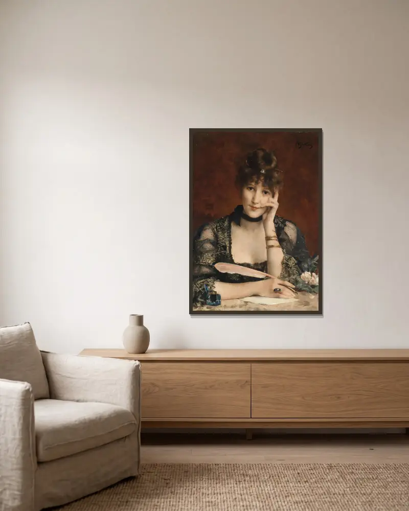 Der Brief von Alfred Stevens gerahmt an einer Wand
