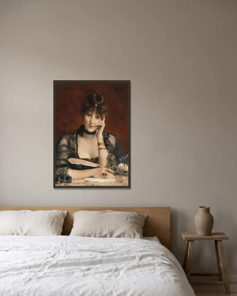 Der Brief von Alfred Stevens gerahmt an einer Wand