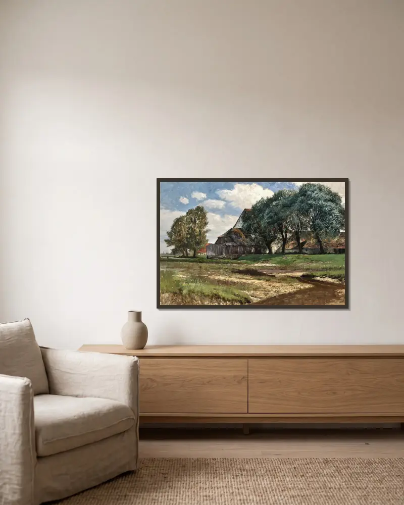 A Farmhouse near Munich av Alfred Zoff inramad på en vägg