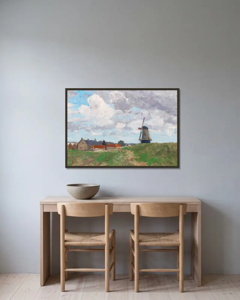 A windmill in Vlissingen av Alfred Zoff inramad på en vägg