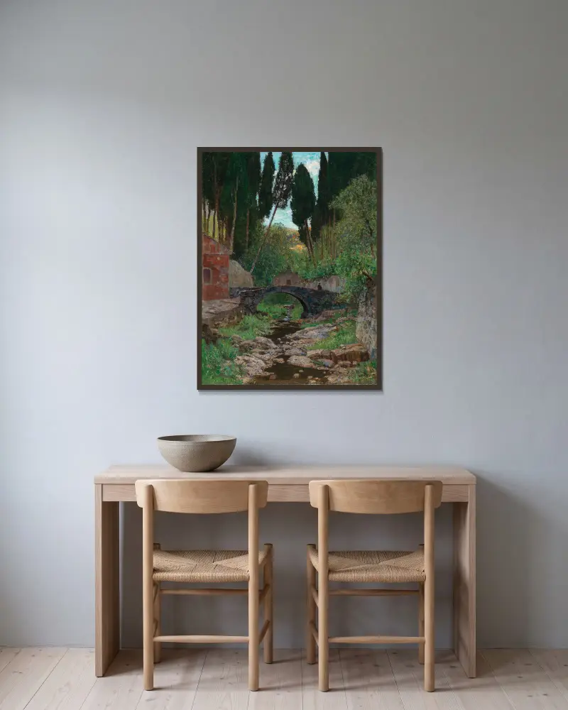 Eine alte Steinbrücke von Alfred Zoff gerahmt an einer Wand