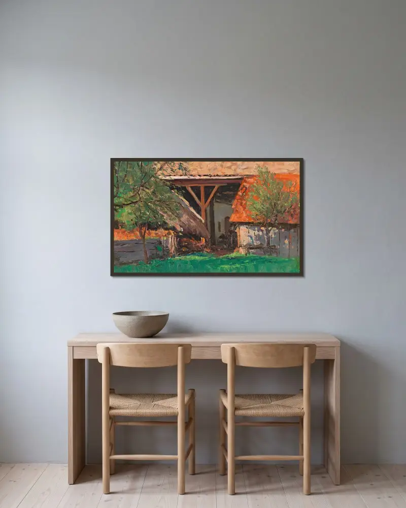 Barn i Stainz av Alfred Zoff inramad på en vägg