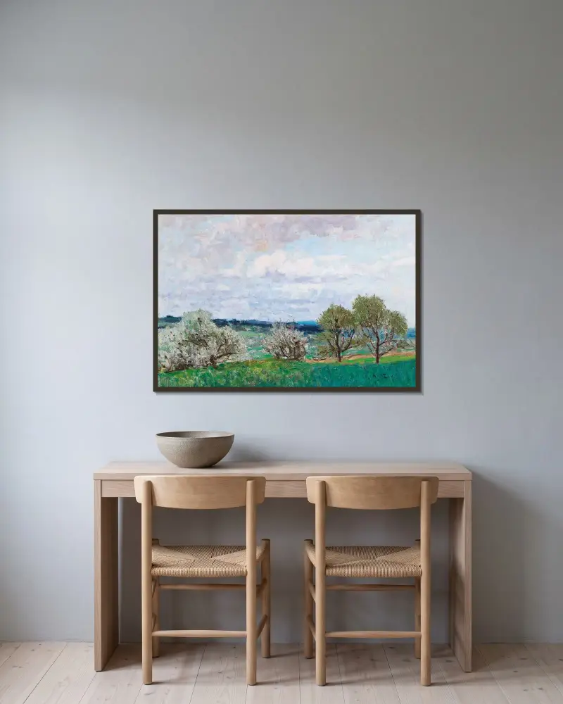 Blossoming Trees In Deutschlandsberg av Alfred Zoff inramad på en vägg
