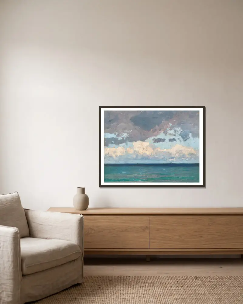 Wolken über dem Meer von Alfred Zoff gerahmt an einer Wand