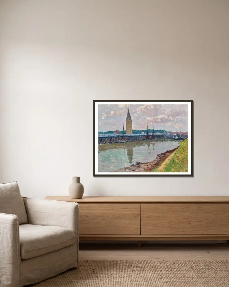 Fischerhafen in Nieuport (Belgien) av Alfred Zoff inramad på en vägg