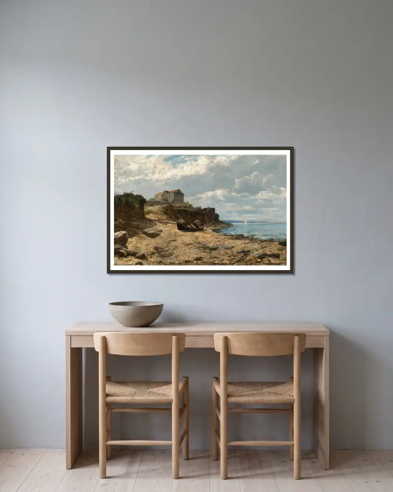 Fischer am Ufer von Valascu von Alfred Zoff gerahmt an einer Wand