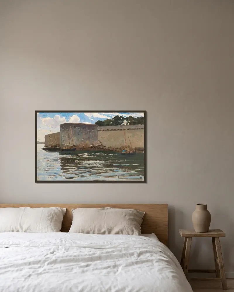 Heimkehr der Fischer von Concarneau von Alfred Zoff gerahmt an einer Wand