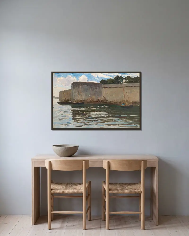 Heimkehr der Fischer von Concarneau von Alfred Zoff gerahmt an einer Wand