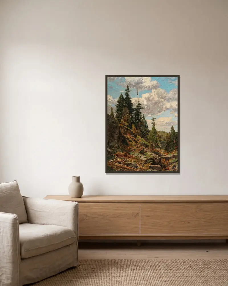 Motiv von der Turracher Alpe av Alfred Zoff inramad på en vägg