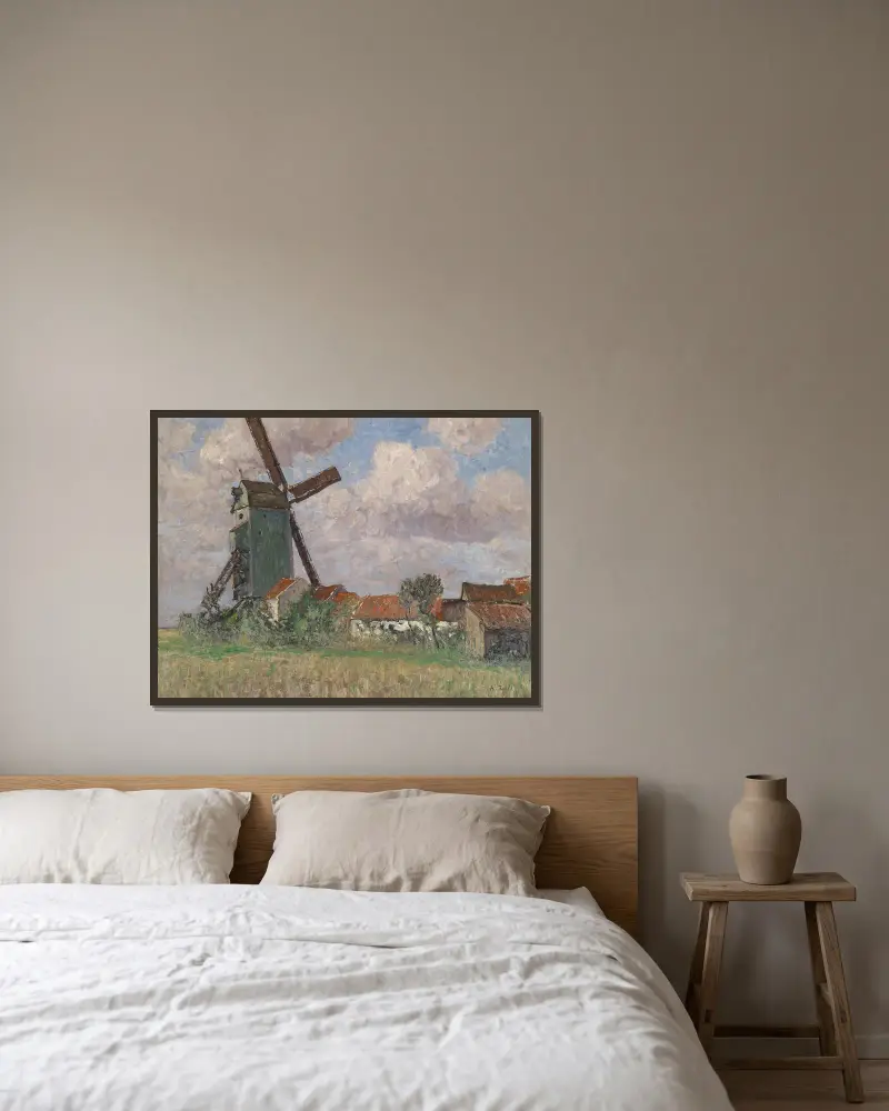Windmühle und Dorf in Belgien av Alfred Zoff inramad på en vägg