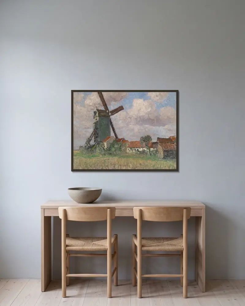 Windmühle und Dorf in Belgien av Alfred Zoff inramad på en vägg