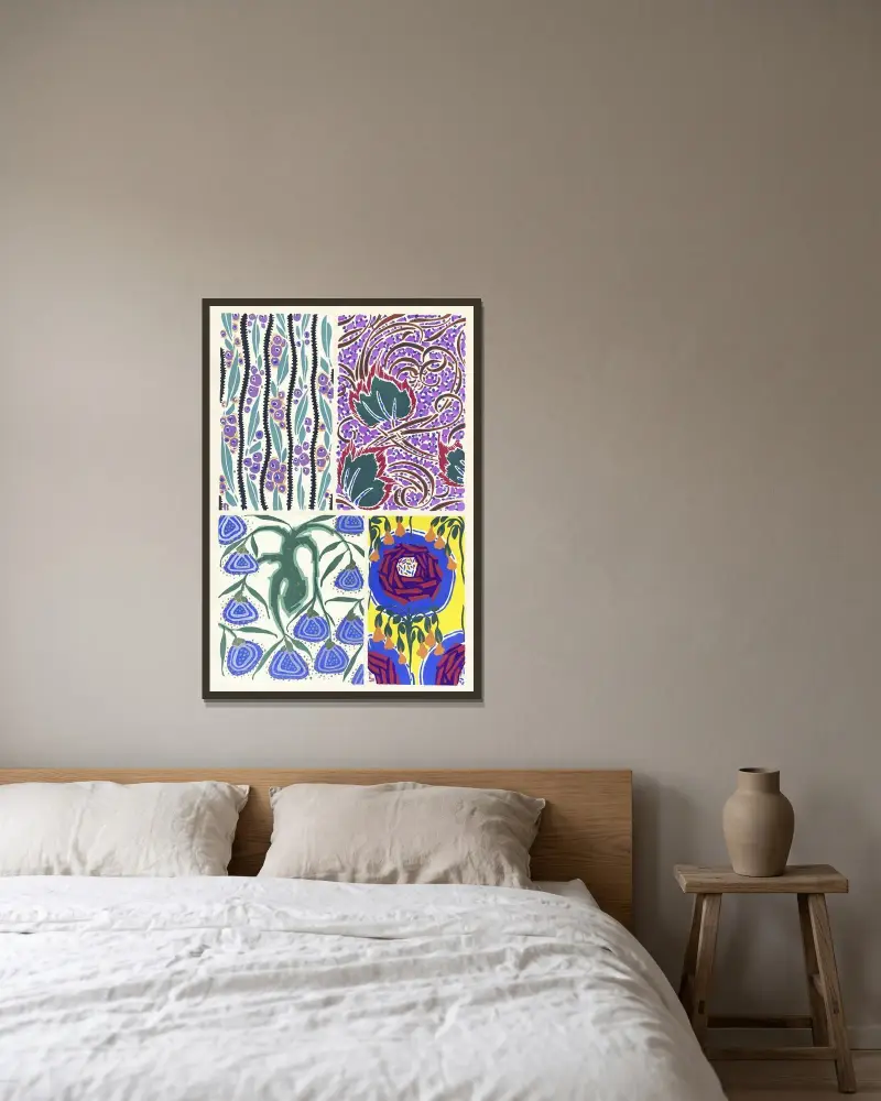 Floréal; dessins & coloris nouveaux Pl.04 av Emile-Allain Séguy inramad på en vägg