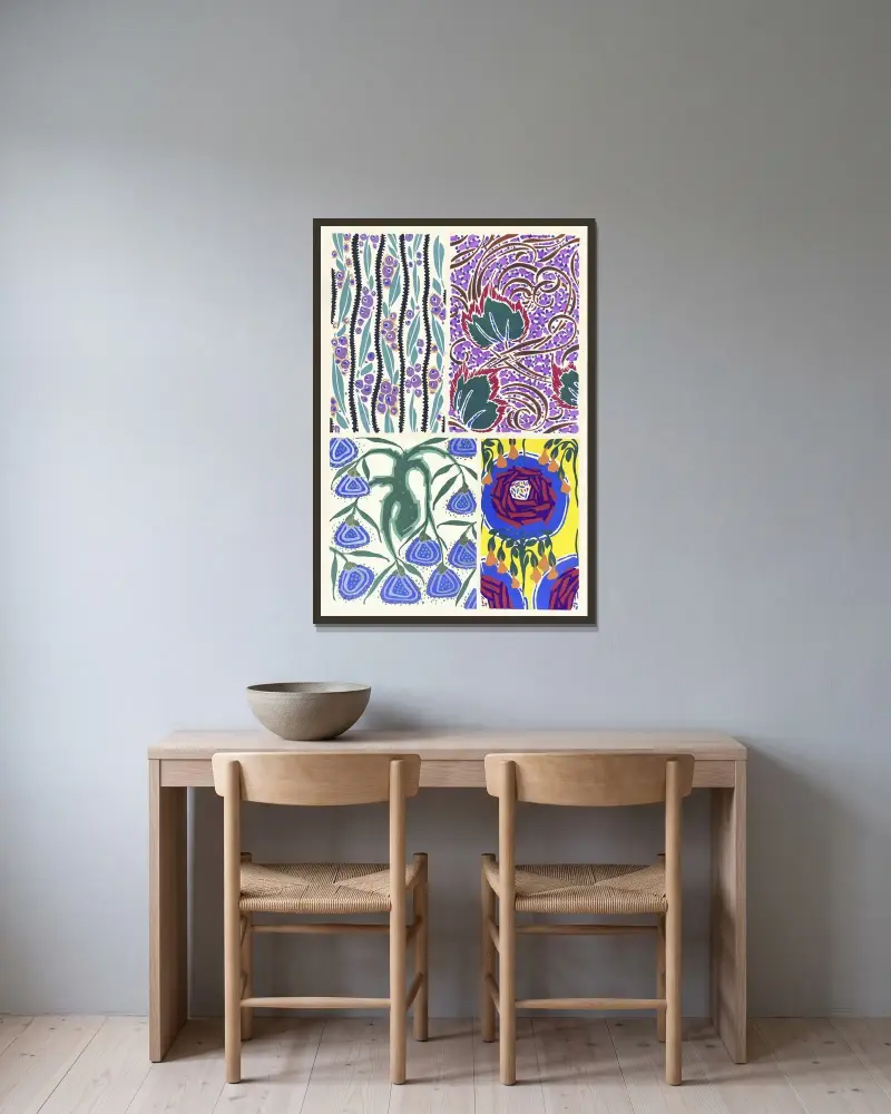 Floréal; dessins & coloris nouveaux Pl.04 av Emile-Allain Séguy inramad på en vägg