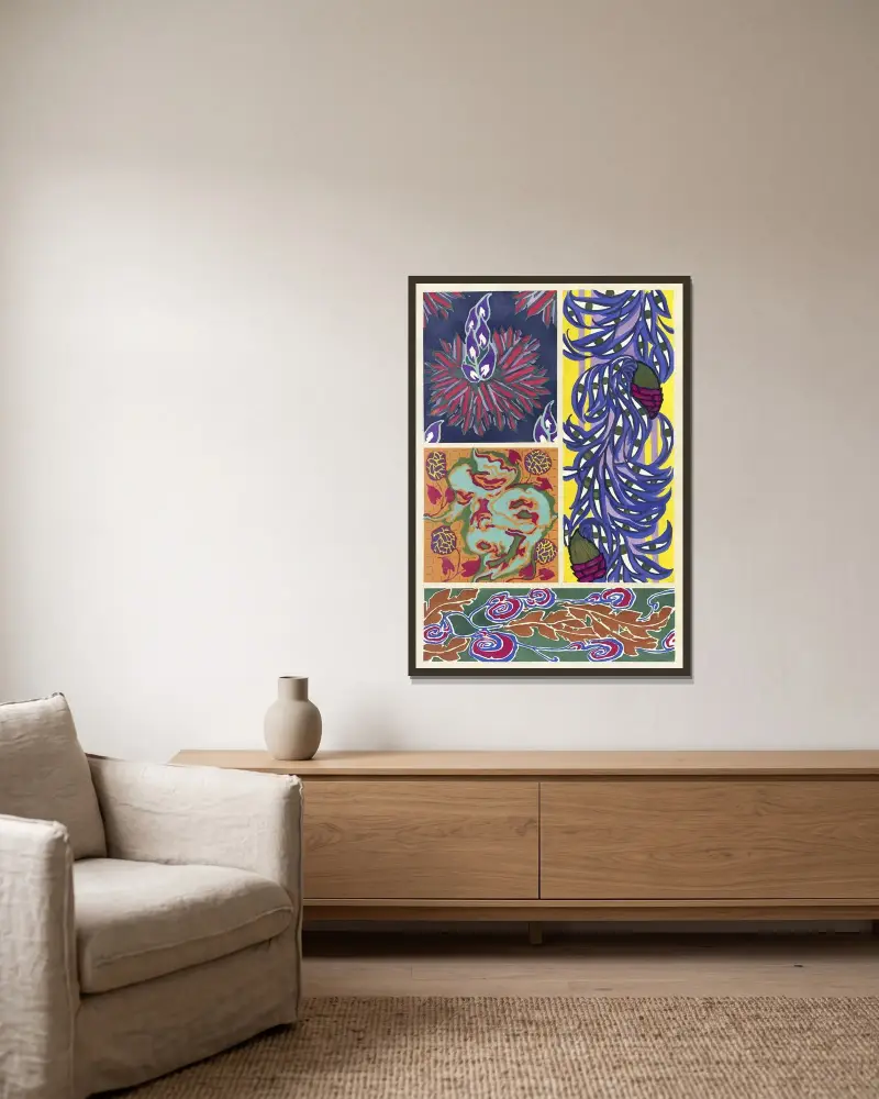 Floréal; dessins & coloris nouveaux Pl.13 av Emile-Allain Séguy inramad på en vägg