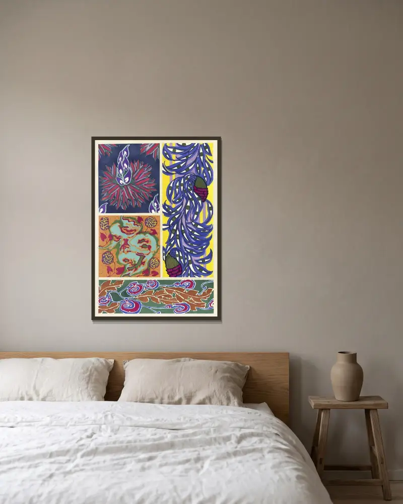 Floréal; dessins & coloris nouveaux Pl.13 av Emile-Allain Séguy inramad på en vägg