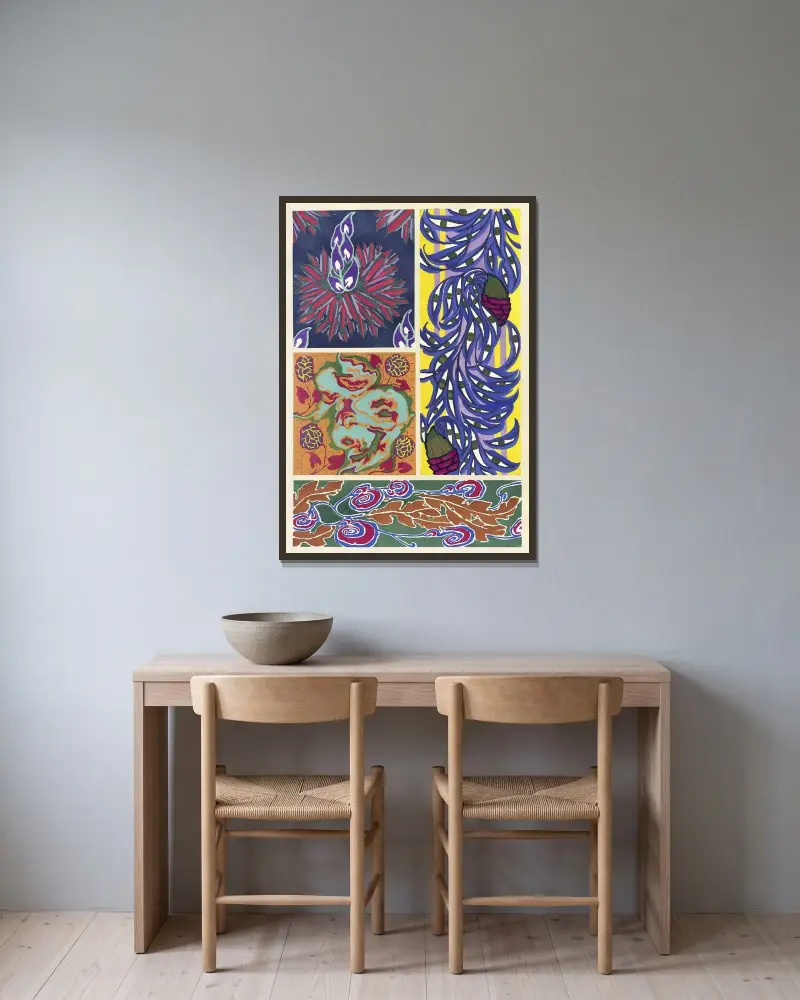 Floréal; dessins & coloris nouveaux Pl.13 av Emile-Allain Séguy inramad på en vägg
