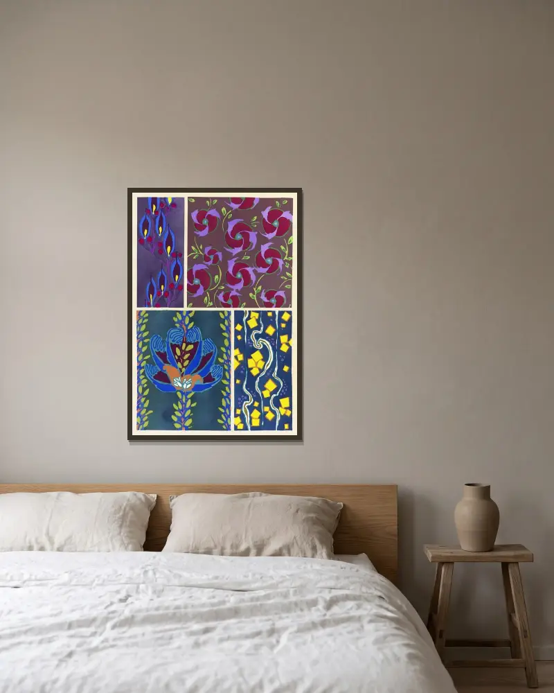 Floréal; dessins & coloris nouveaux Pl.18 av Emile-Allain Séguy inramad på en vägg