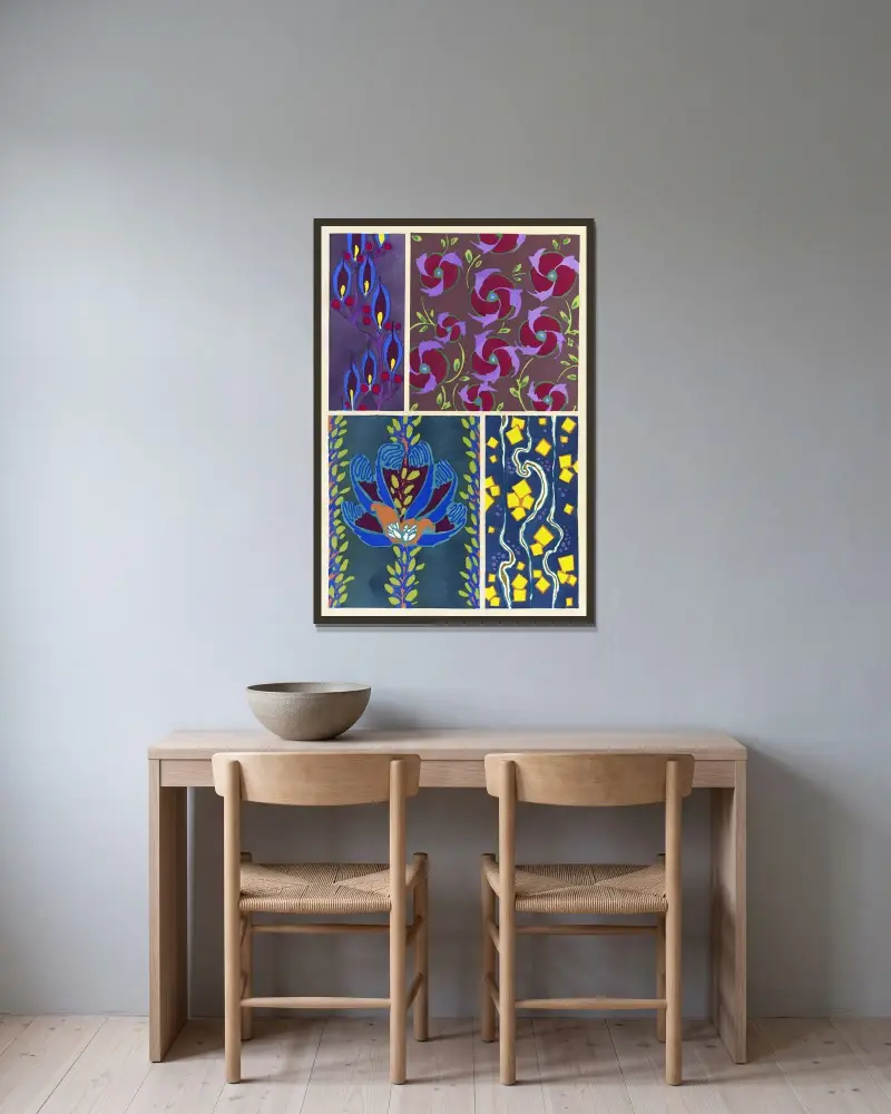 Floréal; dessins & coloris nouveaux Pl.18 av Emile-Allain Séguy inramad på en vägg