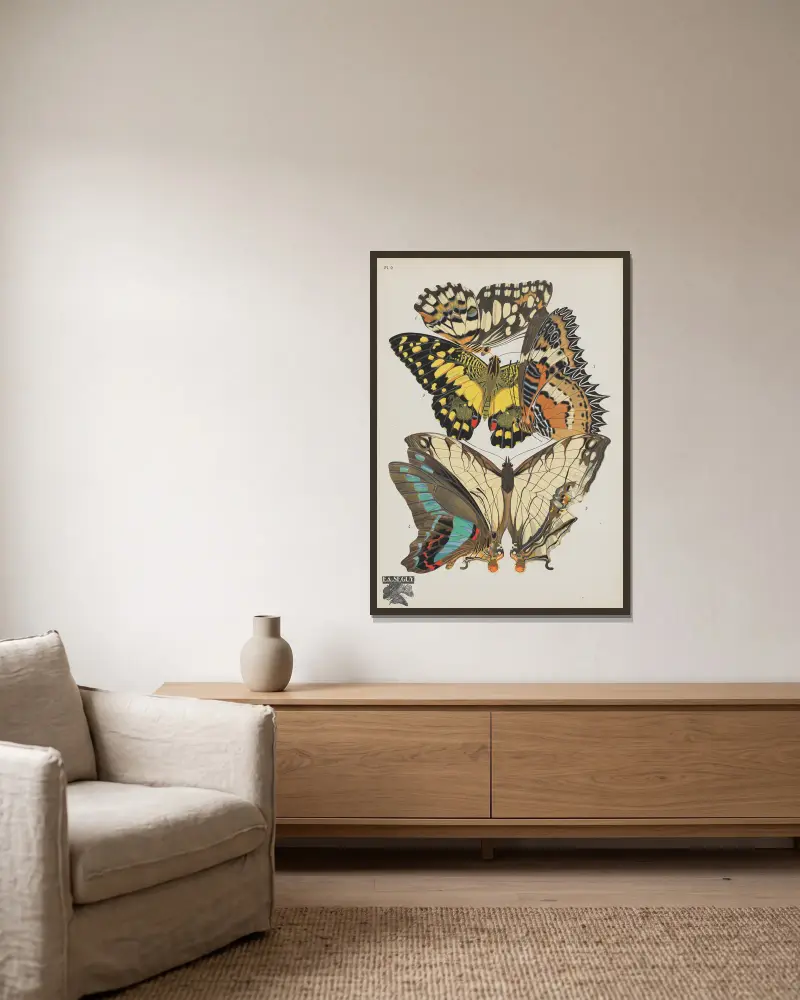 Papillons Pl.09 von Emile-Allain Séguy gerahmt an einer Wand