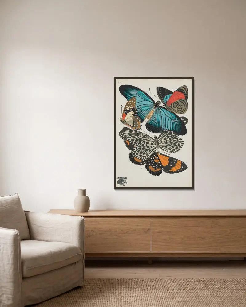 Papillons Taf. 11 von Emile-Allain Séguy gerahmt an einer Wand