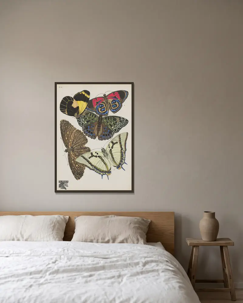 Papillons Pl. 12 von Emile-Allain Séguy gerahmt an einer Wand