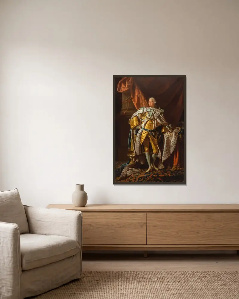 King George III av Allan Ramsay inramad på en vägg