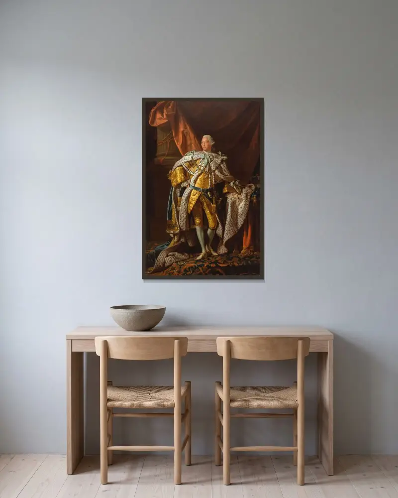 King George III av Allan Ramsay inramad på en vägg