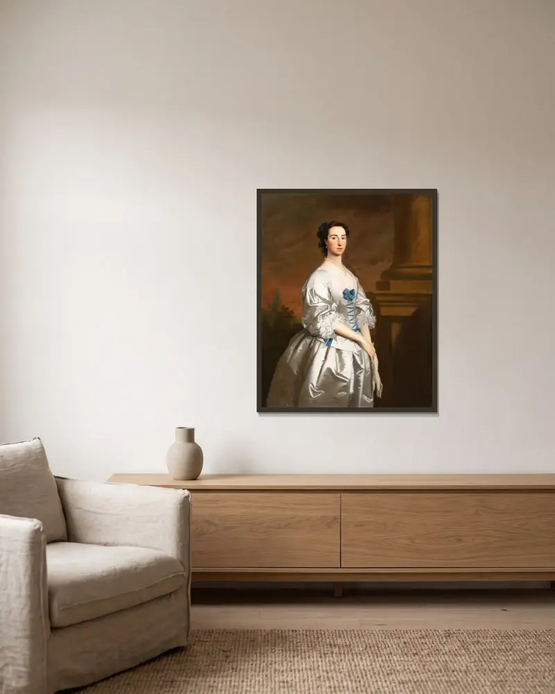 Porträtt av en dam av Allan Ramsay inramad på en vägg
