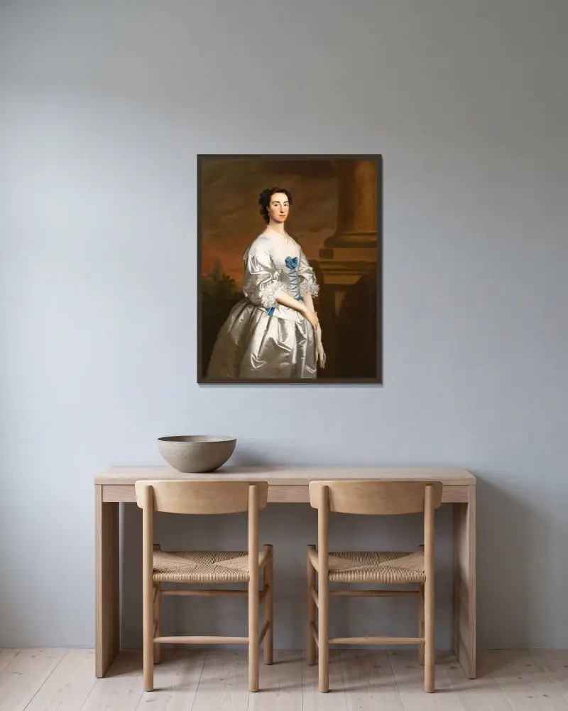 Porträtt av en dam av Allan Ramsay inramad på en vägg