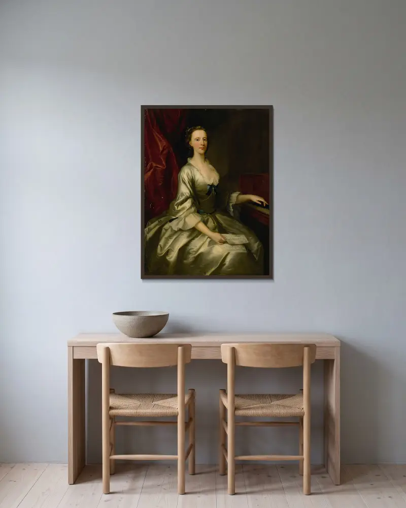 Portrait Of A Lady av Allan Ramsay inramad på en vägg