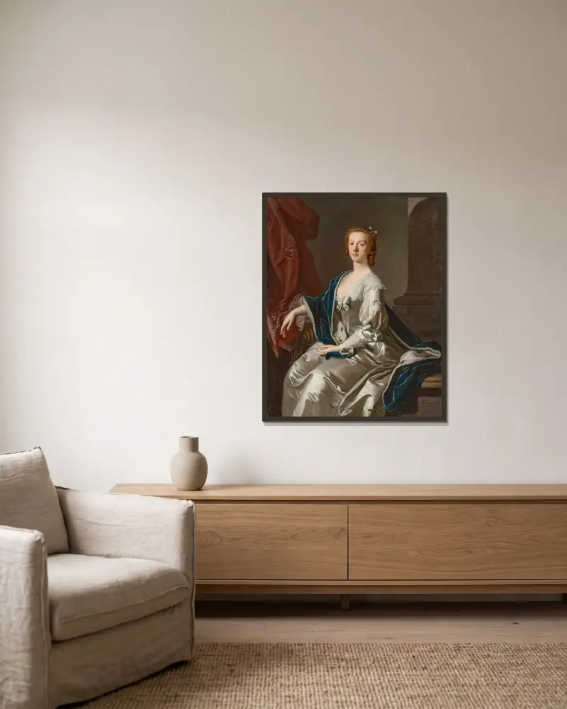 Porträtt av Lady Frances Carteret, senare markisinna av Tweeddale av Allan Ramsay inramad på en vägg