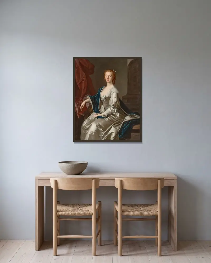 Porträtt av Lady Frances Carteret, senare markisinna av Tweeddale av Allan Ramsay inramad på en vägg