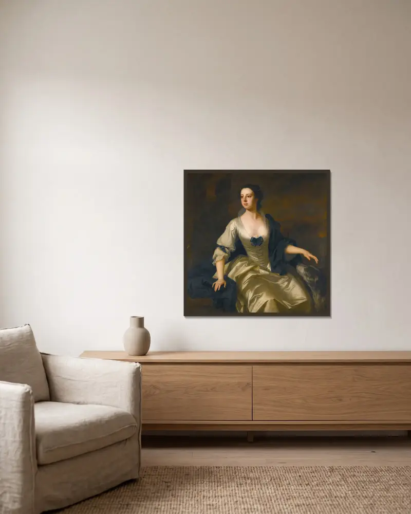 Porträtt av lady Hariot Vernon av Allan Ramsay inramad på en vägg