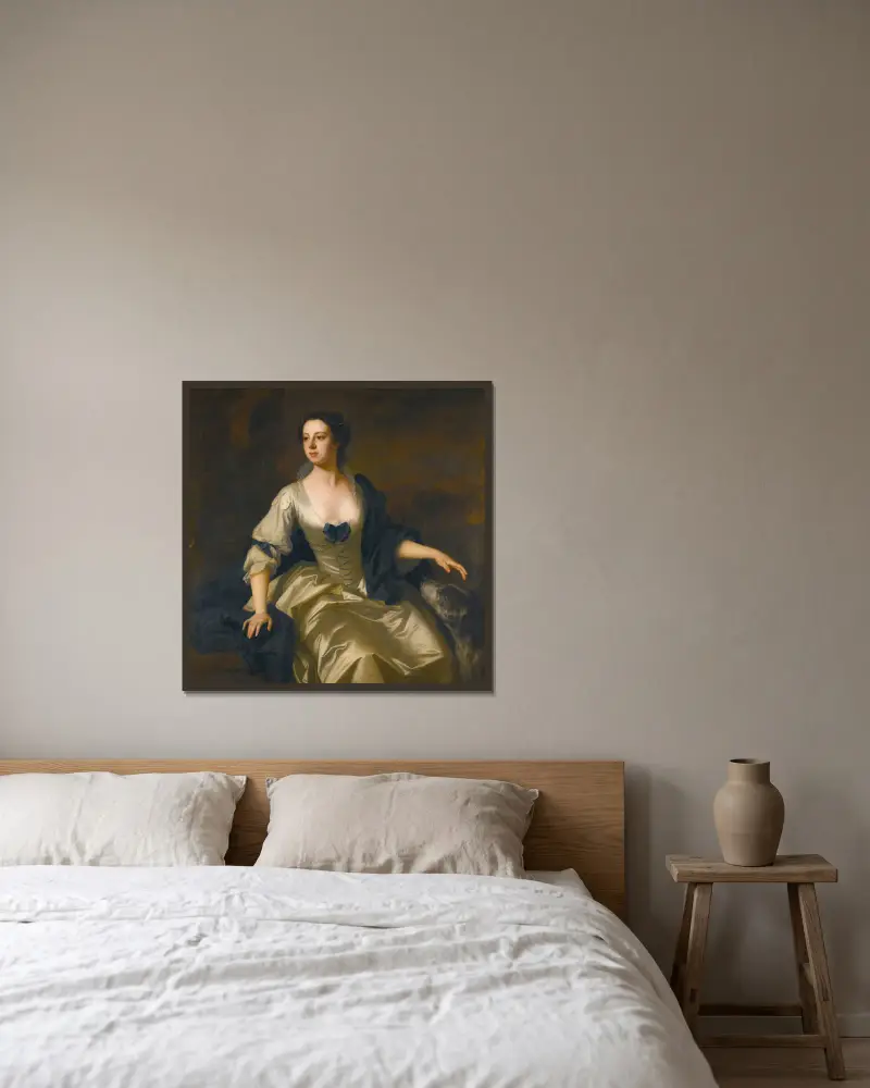 Porträtt av lady Hariot Vernon av Allan Ramsay inramad på en vägg