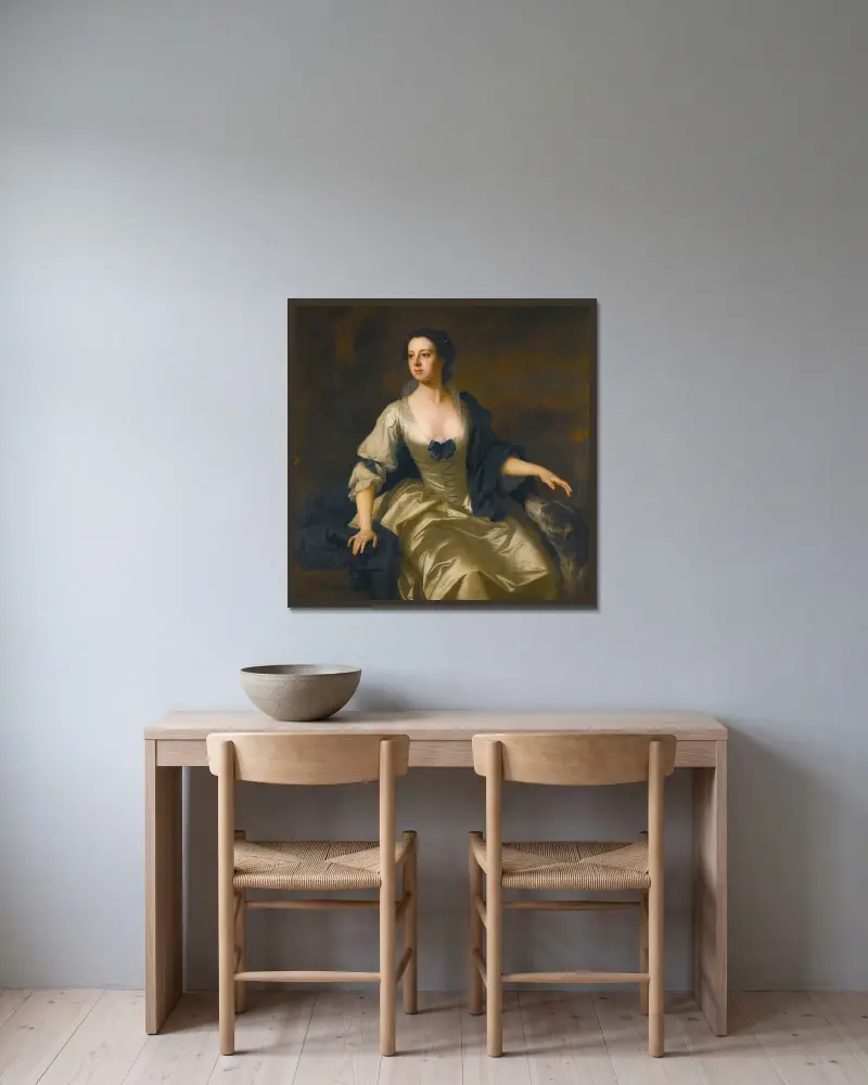 Porträtt av lady Hariot Vernon av Allan Ramsay inramad på en vägg