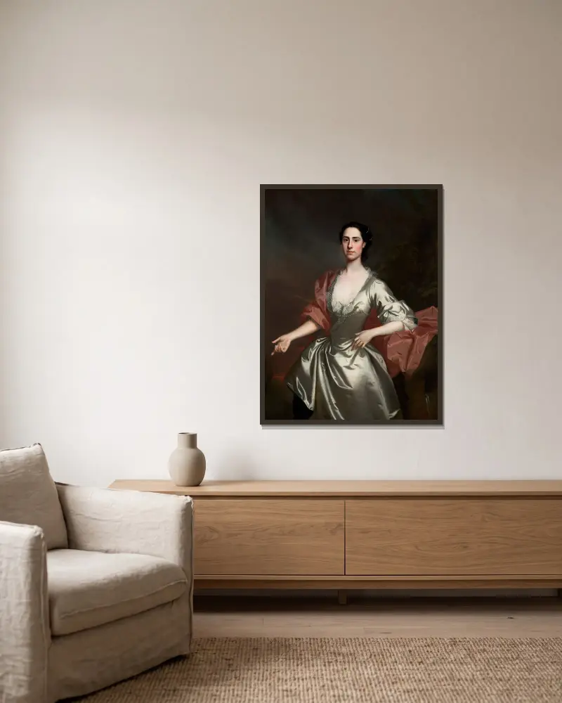 Portrait Of Lady Susanna Campbell, Née Bernard (D. 1751) av Allan Ramsay inramad på en vägg