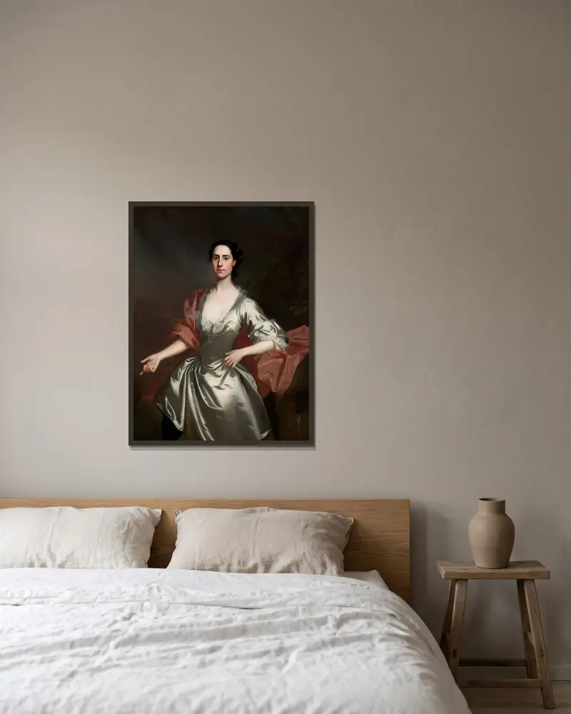 Portrait Of Lady Susanna Campbell, Née Bernard (D. 1751) av Allan Ramsay inramad på en vägg