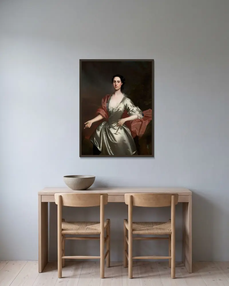 Portrait Of Lady Susanna Campbell, Née Bernard (D. 1751) av Allan Ramsay inramad på en vägg